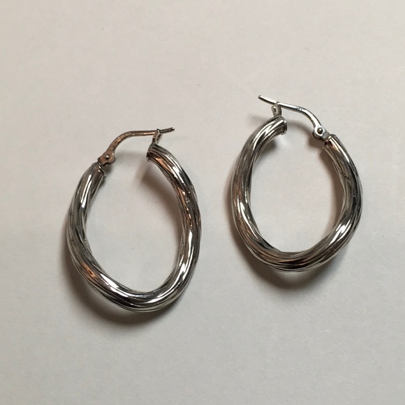 Milor Made In Italy Sterling Wavy Hoop Earrings - Picture 5 of 6
